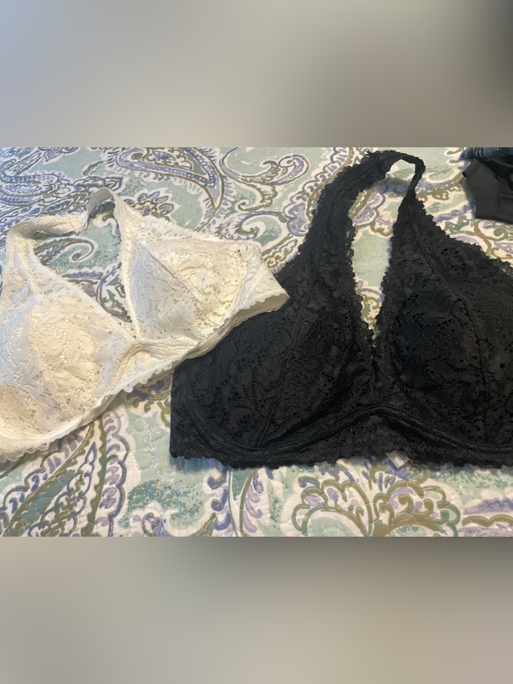 New lot xl lace Marilyn Monroe halter bras black cream adjustable fit back hook